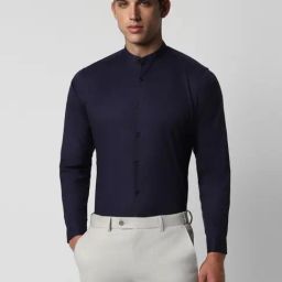 Van Heusen Navy Cotton Regular Fit Shirt-image-89