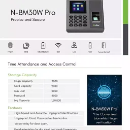 Biomax N-BM30W Pro Fingerprint Based Attendance and Machine with Inbuilt Battery and WiFi image 3