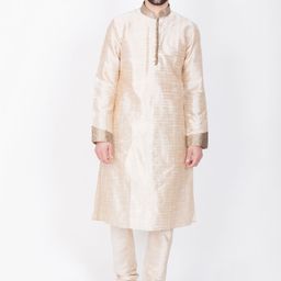 Sanwara Men Beige Self Design Kurta with Churidar-13