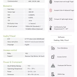 Biomax N-BM30W Pro Fingerprint Based Attendance and Machine with Inbuilt Battery and WiFi image 4
