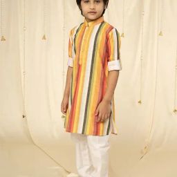 Ministitch Boys Multicolor Cotton Regular Fit Printed Kurta Set-30