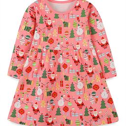 LULU & SKY Girls Conversational Printed Cotton A-Line Knee Length Dress-image-52