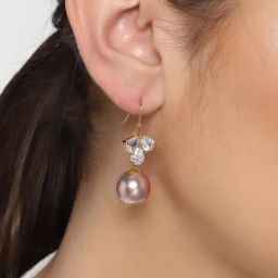 Estele Gold-Plated CZ Glowing Pearl Drop for Women/Girls-42