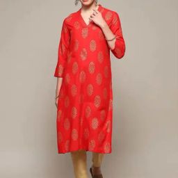 Biba Red Printed Straight Kurta-picture-16