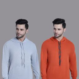 Vimal Jonney Grey & Orange Regular Fit Hooded Sweatshirt - Pack of 2-picture-22