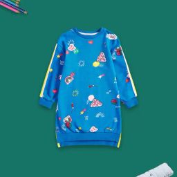 Mothercare Kids Blue Printed Full Sleeves Dress-image-92