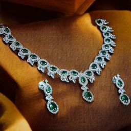 Rujve Jewellery Silver-Plated Artificial Stone Studded Jewellery Set-image-77