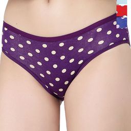 Docare Pack of 4 Printed Polka  Bikini Briefs YummyPanty-Red-Purple-RoyalBlue-TBlue-image-38