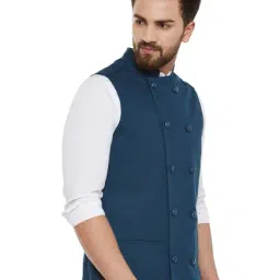 Hypernation Dark Blue Mandarin Collar Jacket-picture-41