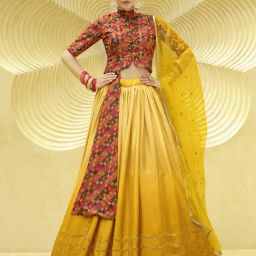 SHUBHKALA Yellow Embellished Lehenga and Choli Set With Dupatta-image-57
