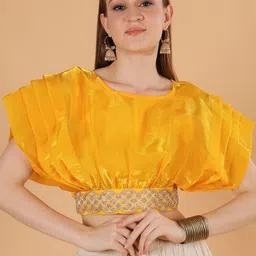 Frolic Rolic Women Embroidered Beads and Stones Saree Blouse-image-42