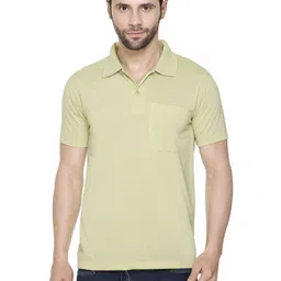 Yoorix Solid Polo Collar Pocket Regular Fit Cotton T-shirt-picture-1