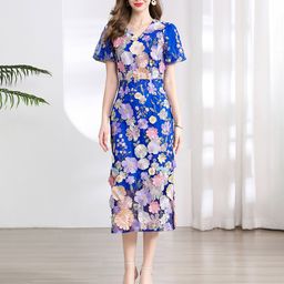 JC Collection Women Floral Applique Sheath Midi Dress-image-36