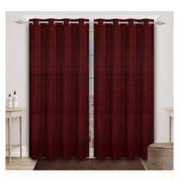 Saral Home Pacman Jacquard Yarn Blackout Long Door Curtains Pack of 2 - Maroon-image-99
