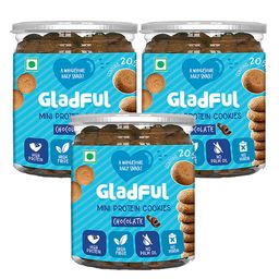 Gladful Chocolatey Protein Mini Cookies For Kids & Families Pack of 3- 150 gm Each-picture-35