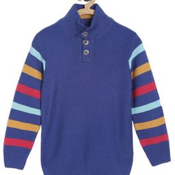 MINI KLUB Cotton Knit Full Sleeves Striped Sweater - Blue-picture-12