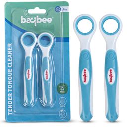 Baybee Soft Silicone Baby Tongue Cleaner set of 2 Pcs BPA Free Kids Oral care with Anti Chock Shield Tongue Scraper 100% Safe for Children Easy Grip Antibacterial Infant Tongue Cleaner Toothbrush (Blue)-8