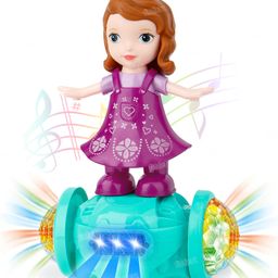 Fiddlerz Musical Dancing Girl Toys for Kids 360 Degree Rotating with Light & Music Sound Toy Bump and Go Activity Play Toy for Babies 1 Years+ (Pack of 1)-25