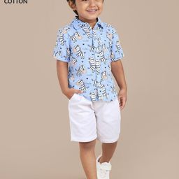 Hopscotch Boys Blue Pure Cotton Printed Clothing Set-picture-22