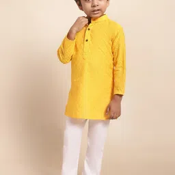 Superminis Boys Embroidered Regular Thread Work Pure Cotton Kurta with Pyjamas-13