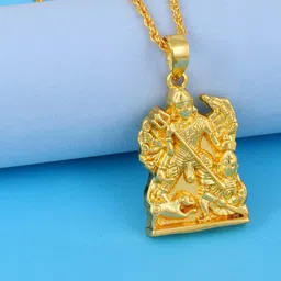 MEMOIR Men Gold-Plated Maa Kaali Durga Contemporary Pendant-55