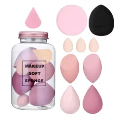 Facejewel Set Of 10 Makeup Sponges With Powder Puff, Round & Triangle Puff-20