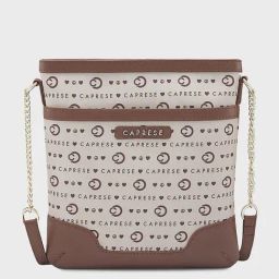 Caprese Brown & Beige Printed Medium Sling Handbag-3