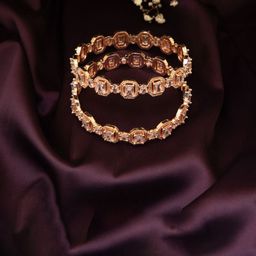 LA FILLE D'OR Set Of 2 Crystal Studded Bangles-image-15