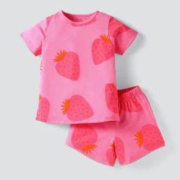 Nite Flite Kids Pink Cotton Printed Top and Shorts-image-44