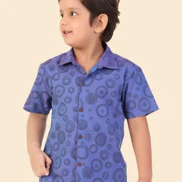 Fabindia Boys Spread Collar Geometric Printed Geometric Print Cotton Casual Shirt-image-14