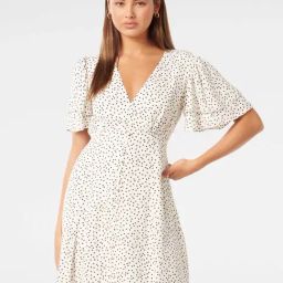 Forever New White & Black Polka Dots A Line Dress-image-58