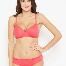 N-Gal Coral Cotton Bra & Panty Set-image-100