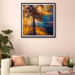 999store Yellow & Blue Leaves Tree Printed Canvas Painting-15