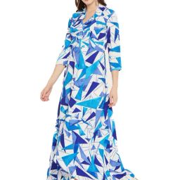 Cottinfab White Printed Maxi Crepe Dress-picture-24