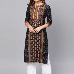 Anubhutee Black Printed Straight Kurta-image-13