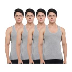 Dollar Bigboss Grey Cotton Regular Fit Derby Vests (Pack Of 4)-image-80