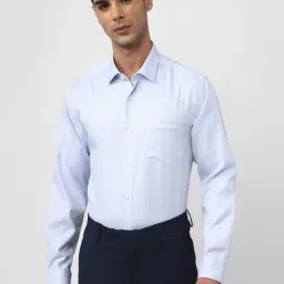 Peter England Elite Blue Cotton Regular Fit Printed Shirt-picture-7