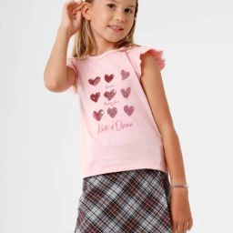 Kate & Oscar Kids Pink Cotton Embellished T-Shirt-image-45