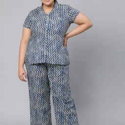 Jaipur Kurti Blue & Grey Cotton Geometric Night suit-picture-32