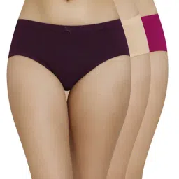Amante Purple & Beige Cotton Hipster Panties-image-91