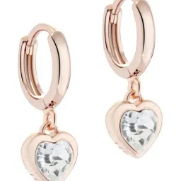 Ted Baker Rose Gold Tone Hanniy Crystal Heart Huggie Earrings-21