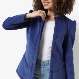 Campus Sutra Blue Regular Fit Blazer-image-47