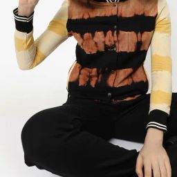 Campus Sutra Brown & Yellow Cotton Color-Block Bomber Jacket-picture-7