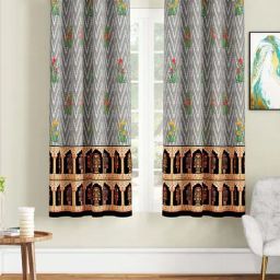 SEJ by Nisha Gupta Grey Polyester 5 Ft. Window Curtain - Set of 2-9