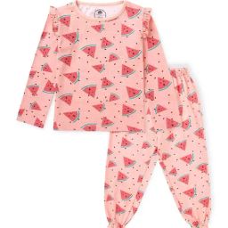 Cub McPaws Kids Baby Pink & Red Cotton Printed Full Sleeves T-Shirt Set-image-17