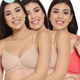 Inner Sense Beige & Pink Full Coverage T-Shirt Bra - Pack of 3-picture-26