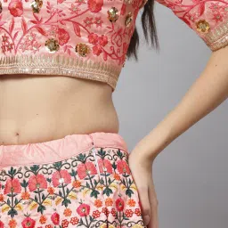 SHUBHKALA Pink Silk Embroidered Lehenga and Choli Set With Dupatta image 5