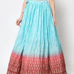 SHUBHKALA Red & Blue Printed Lehenga and Choli Set With Dupatta image 5