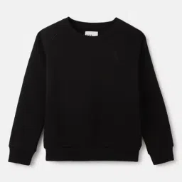 Blue Giraffe Boys Black Poly Cotton Solid Sweatshirt-image-95