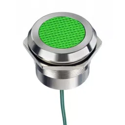 RS PRO Green Panel Mount Indicator 12-24V AC/DC, Mounting Hole Size 30 mm, Termination Type Lead Wires, IP Rating IP67, IP69K, Model No 2538519-4